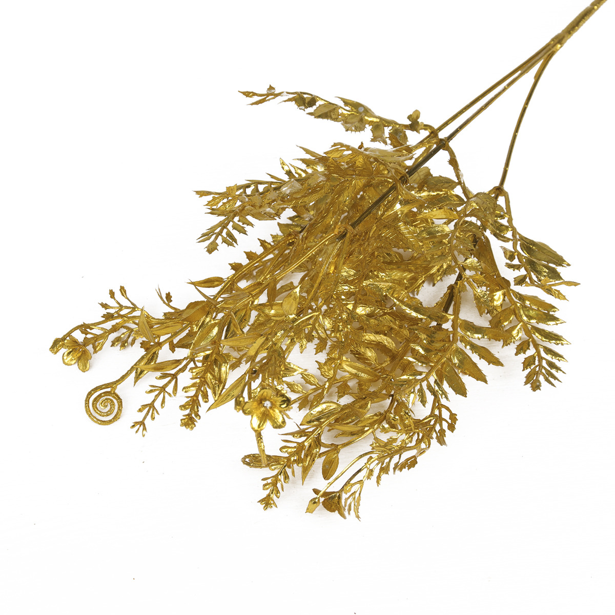 фото Искусственные цветы "Веточка с завитушками", 3543959, золотистый, 32 см