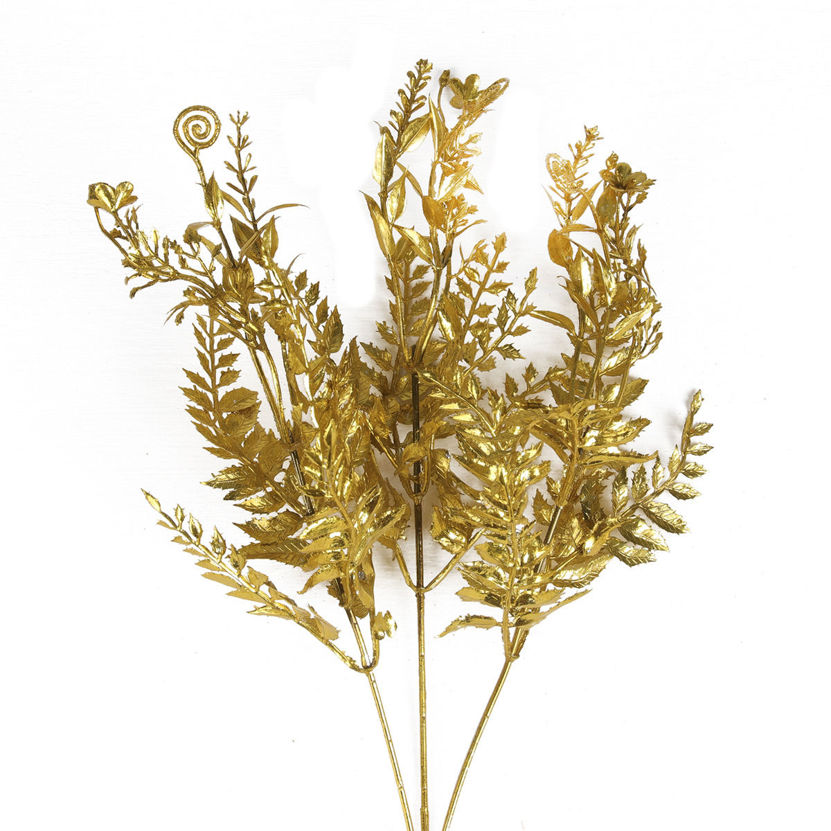 фото Искусственные цветы "Веточка с завитушками", 3543959, золотистый, 32 см