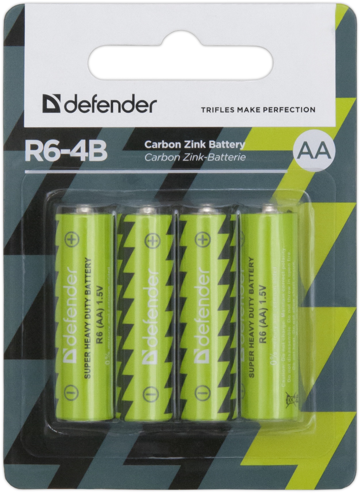 фото Батарейка солевая Defender R6-4B AA, в блистере 4 шт