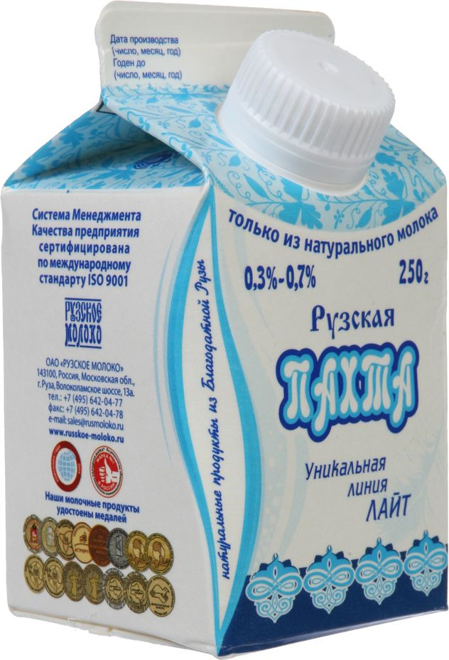 фото Пахта Рузское молоко Пахта, пастеризованная, 0,3-0,7%, 250 г