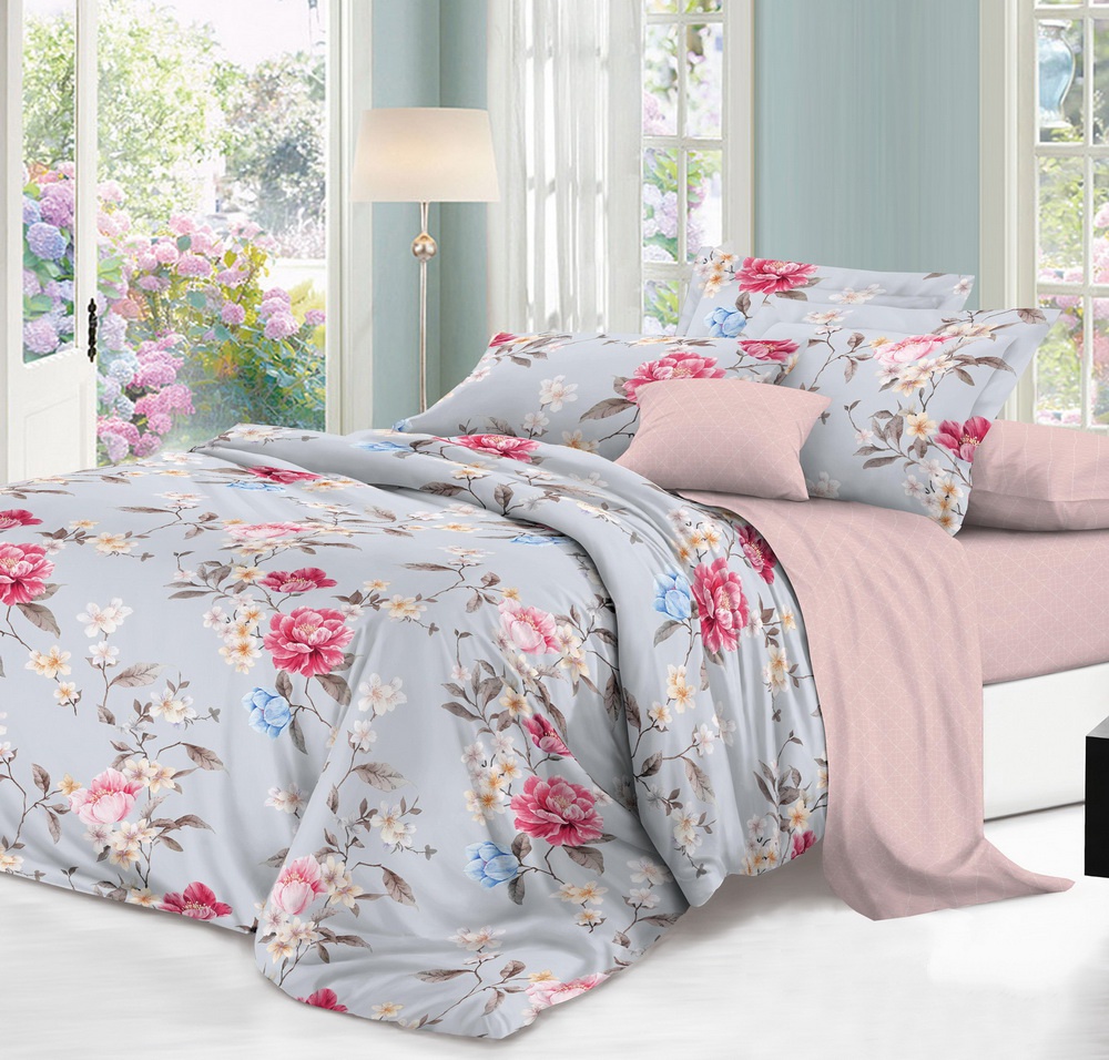 фото Комплект постельного белья, 2 спальный с европростыней,поплин, ТМ "Текстильная Симфония".