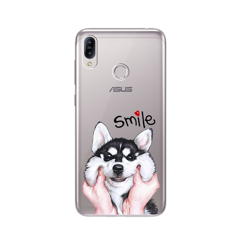 фото DLKJCY Силиконовый мягкий чехол для телефона для ASUS ZenFone Max (M2) ZB633KL Прозрачная обложка с красочным рисунком в виде цветка милой собаки