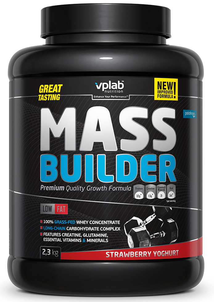 фото Гейнер VPLAB Nutrition Mass Builder, клубника и йогурт, 2,3 кг