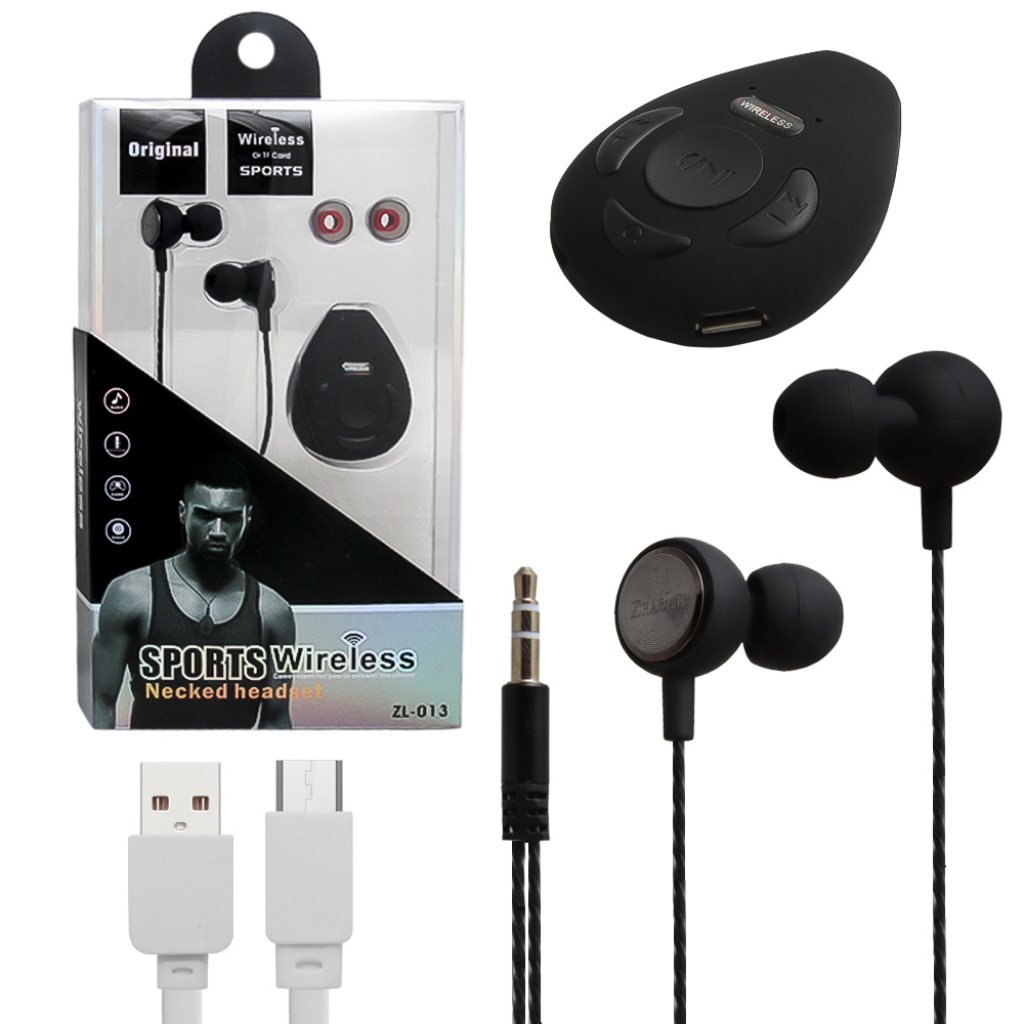 фото Гарнитура Wireless music SPORT BLUETOOTH CL ZL-013 с пультом и microSD, черный