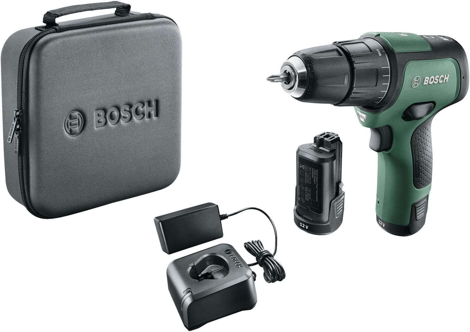 фото Дрель-шуруповерт аккумуляторная Bosch Advanced EasyImpact 12, 06039B6101, зеленый, черный, ударная