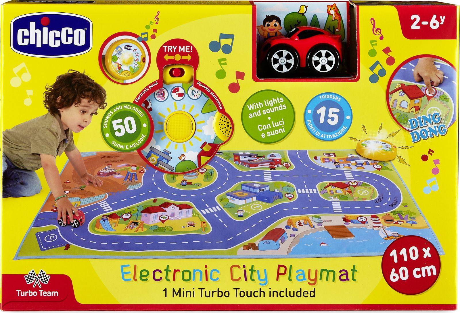 фото Игровой коврик Chicco Turbo Team Mini Turbo Touch City Playmat, с машинками, 00009700000000