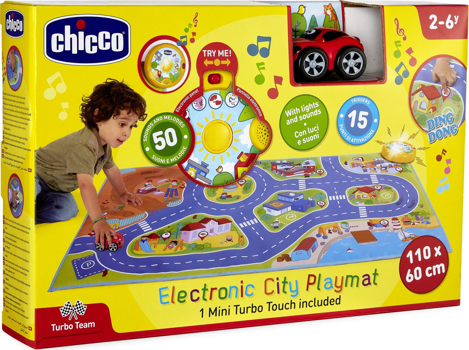 фото Игровой коврик Chicco Turbo Team Mini Turbo Touch City Playmat, с машинками, 00009700000000