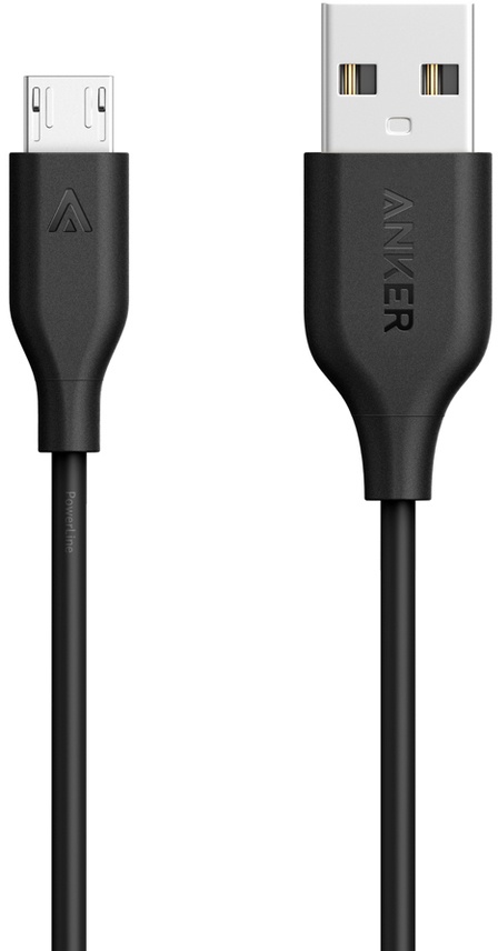 фото Кабель Anker Powerline Micro USB, 0,9м, кевлар, 5000+ перегибов, A8132H12 (ритейл). Черный