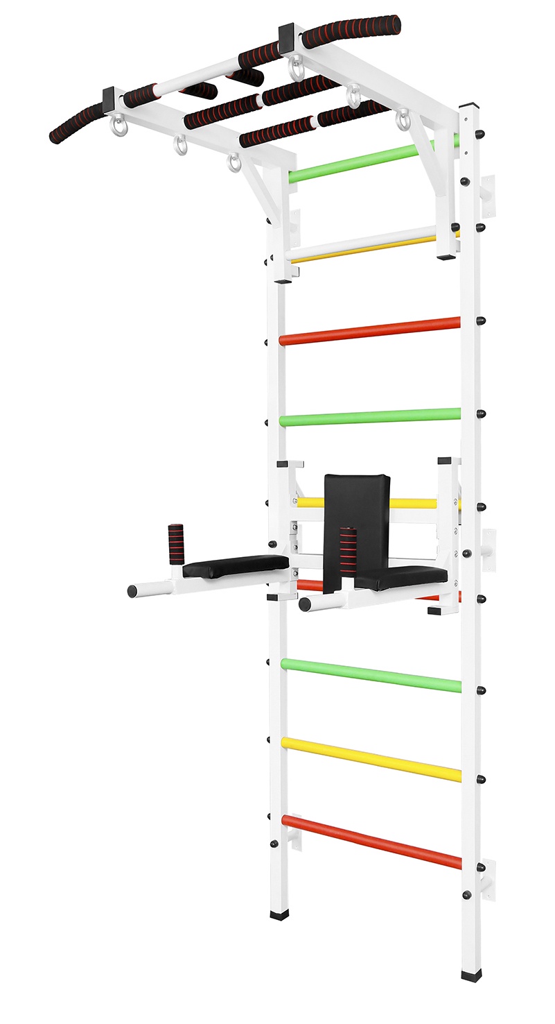 фото Шведская стенка с турником Рукоход, брусьями и упорами под штангу Asta48 Белая Astasport