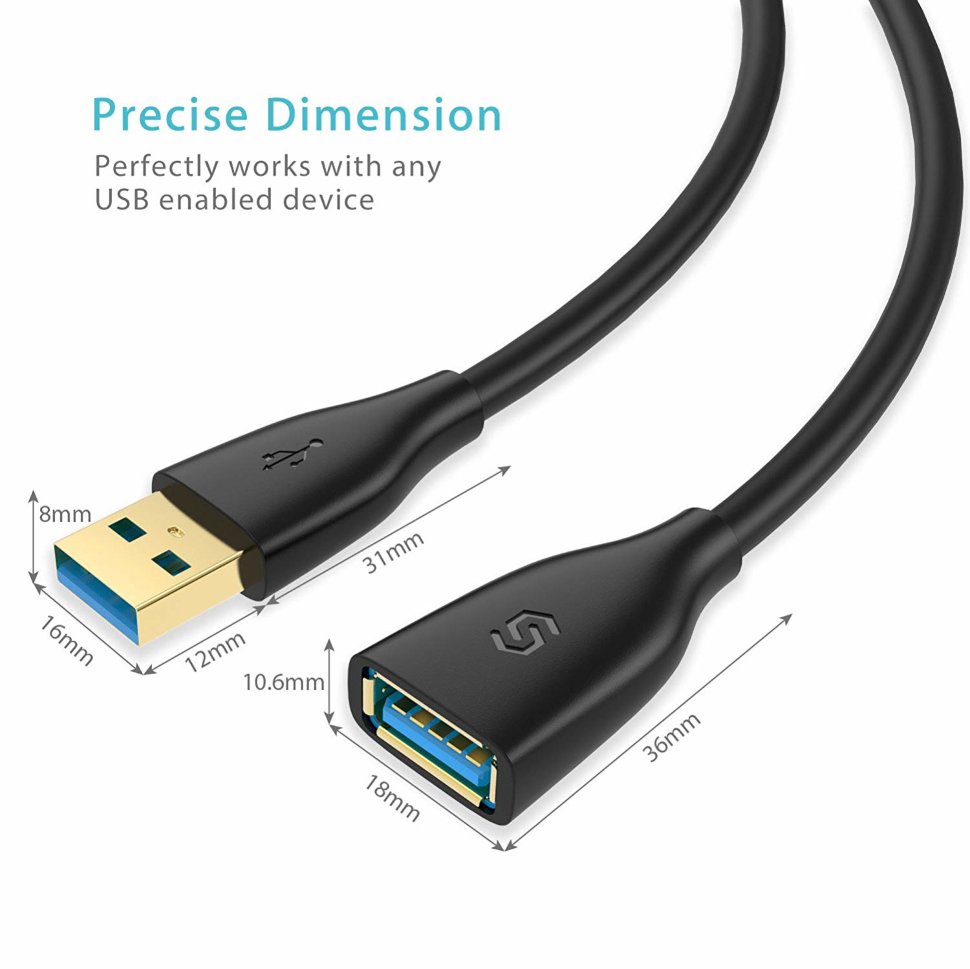 фото Кабель Syncwire UNBREAKcable USB 3.0 удлинитель male - female 2м