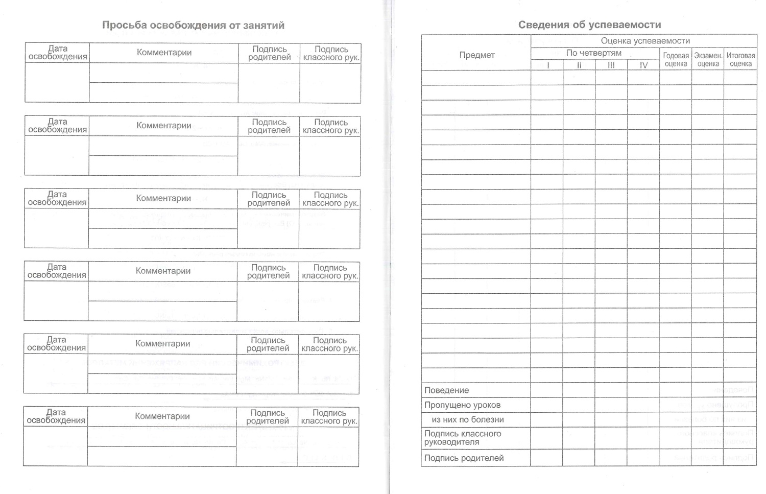 Дневник поведения класса образец