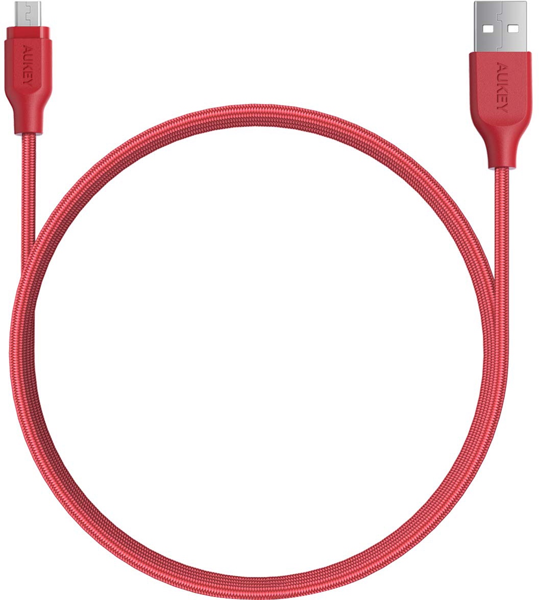 фото Кабель AUKEY CB-AM1 Micro braided wire 1.2M red, красный