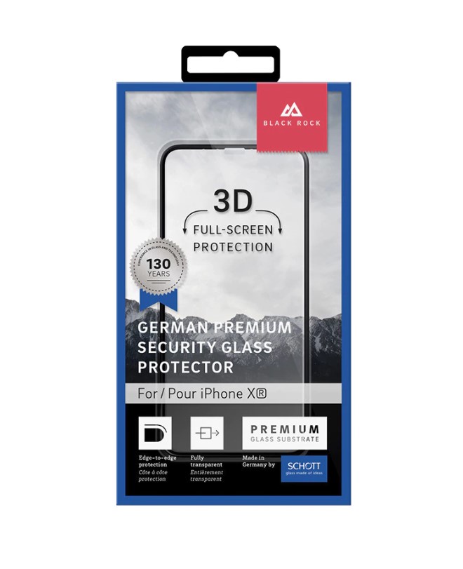 фото Защитное стекло Black Rock 3D SCHOTT (0,3 мм, 9Н) для iPhone XR черная рамка