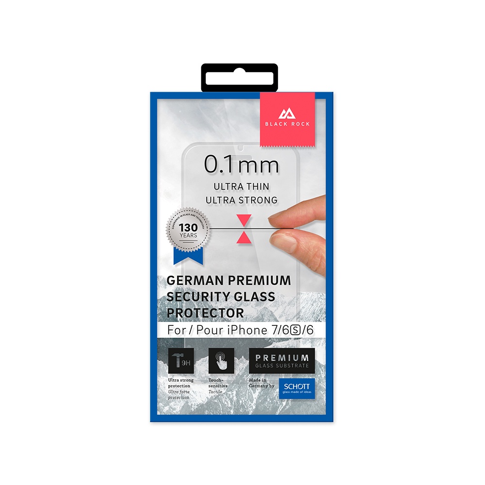 фото Ультратонкое защитное стекло Black Rock SCHOTT (0,1 мм, 9Н) для iPhone 8 /7/6/6S прозрачное