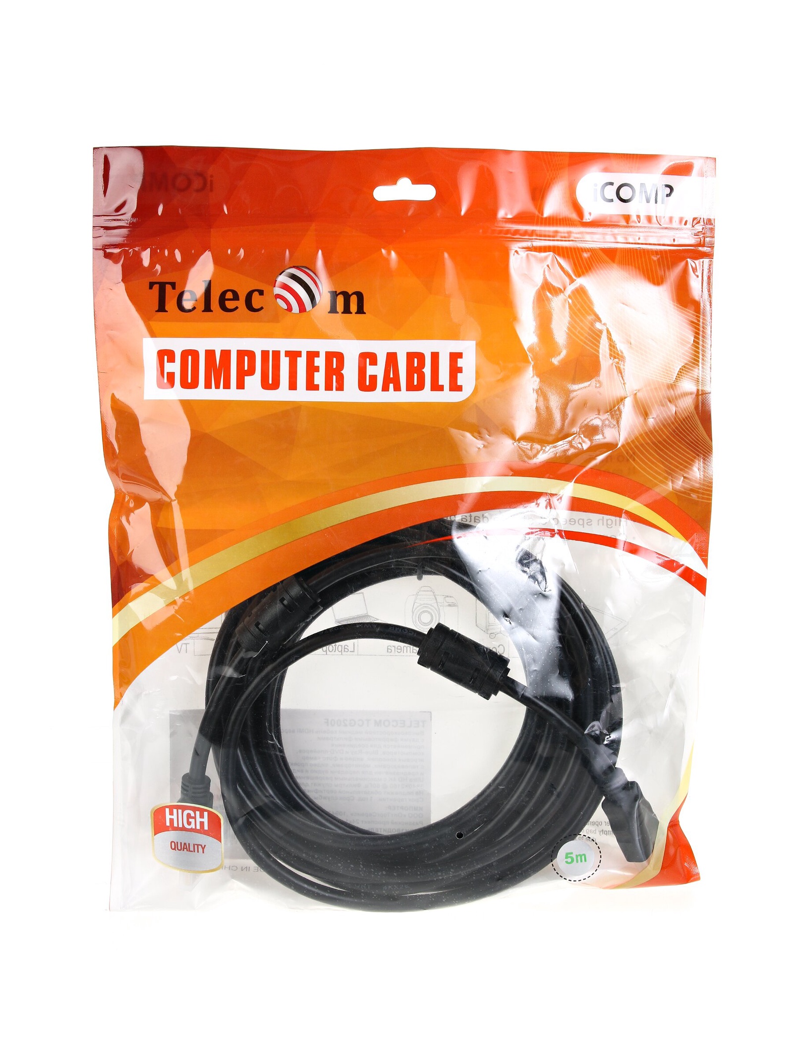 фото Кабель HDMI-19M --- HDMI-19M ver 2.0+3D/Ethernet,2 фильтра 5m Telecom <TCG200F-5M>