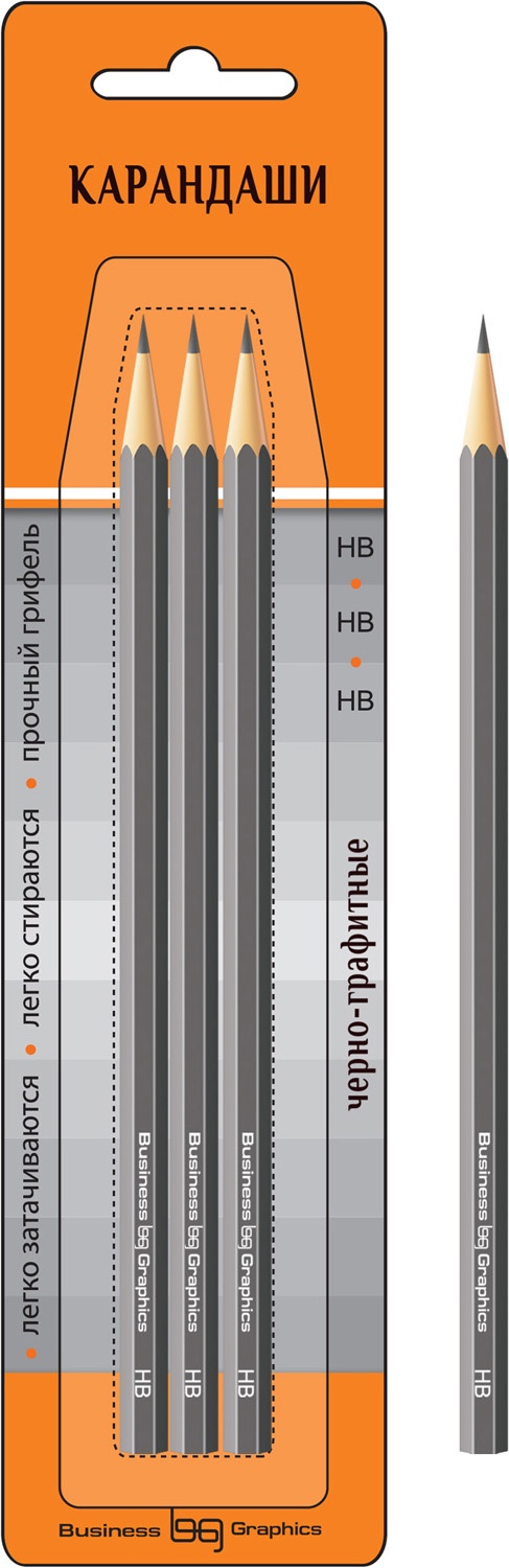 фото Набор черно-графитных карандашей BG "Графика" 3 шт. HB с заточкой