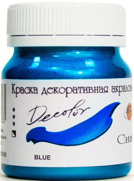 фото Краска акриловая декоративная Деколор, "Таир", 50 мл, цвет: Синий