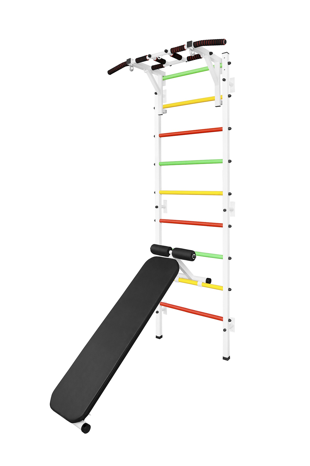 фото Шведская стенка с турником и скамьей Asta32 Белая Astasport