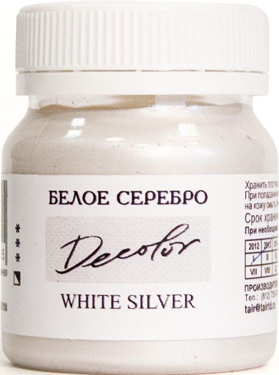 фото Краска акриловая художественная Деколор, "Таир", 50 мл, цвет: Белое серебро