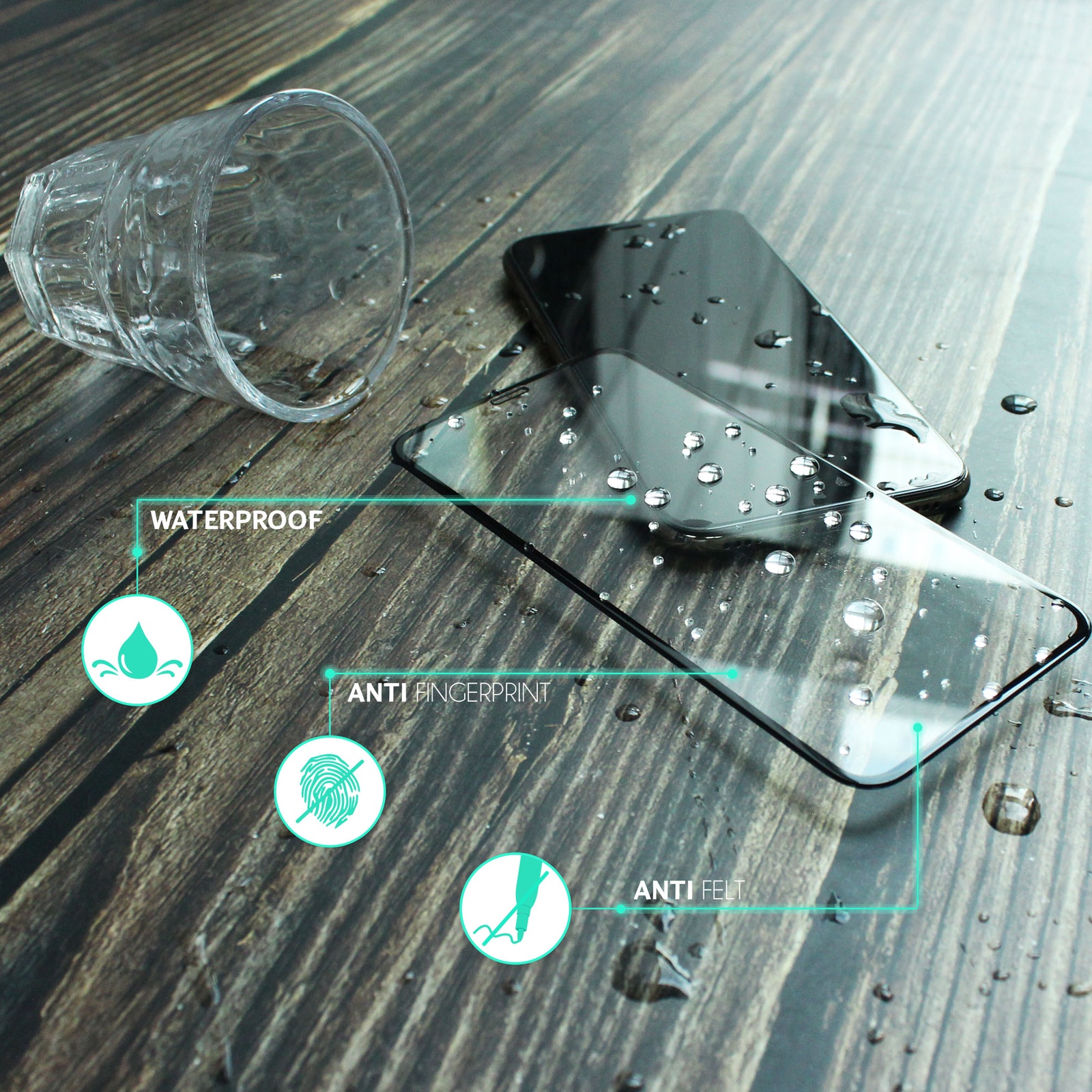 фото Защитное стекло 3D VITHERUM TURQUOISE c чёрной рамкой для iPhone X/XS (VTHTUQ0001)