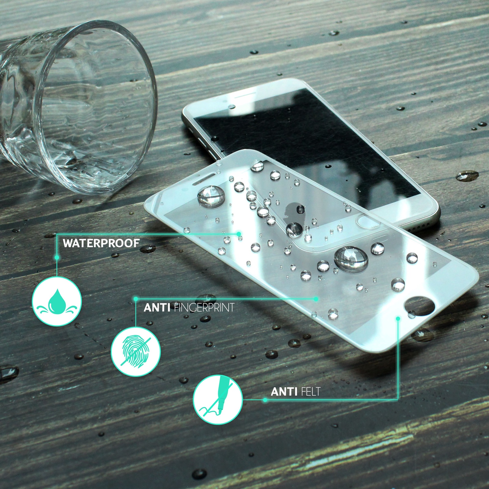 фото Защитное стекло 3D VITHERUM TURQUOISE c белой рамкой для iPhone 6/6S (VTHTUQ0007)