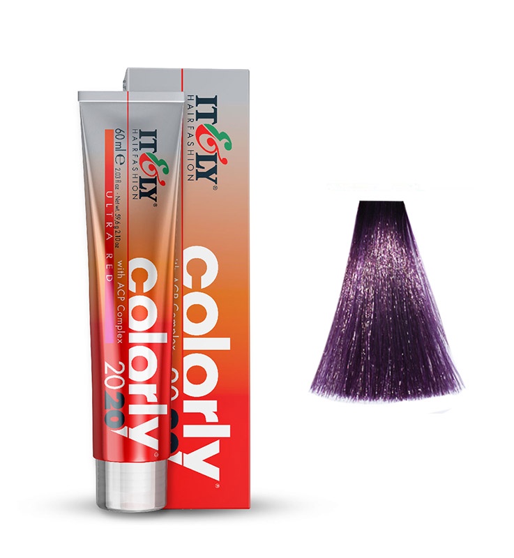 фото Itely Hairfashion COLORLY 2020 6UV Фиолетовый темный блонд ultrared (6UV Dark Blonde Ultrared Violet ) стойкая крем-краска с ACP Complex и антиоксидантами