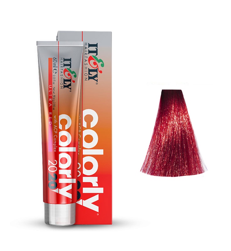 фото Itely Hairfashion COLORLY 2020 7URU Рубиново-красный блонд ultrared (7URU Blonde Ultrared Ruby Red) стойкая крем-краска с ACP Complex и антиоксидантами