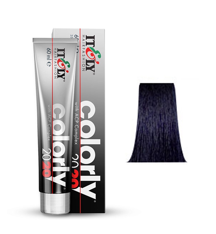 фото Itely Hairfashion COLORLY 2020 1B темная ночь (NIGHT BLUE) стойкая крем-краска с ACP Complex и антиоксидантами