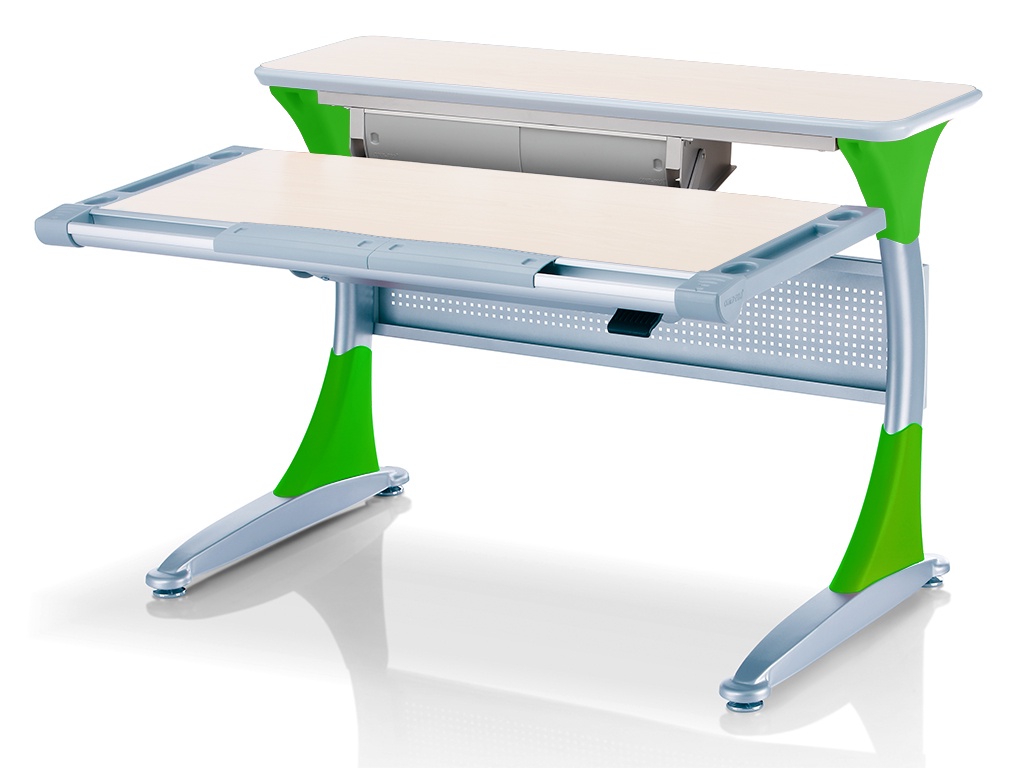 фото Ученический стол Comf-pro Гарвард с ящиком (цвет столешницы: беленый дуб, цвет ножек стола: зеленый)