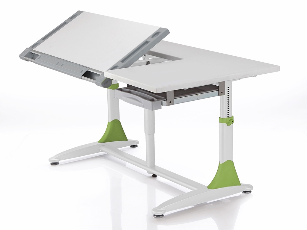 фото Парта трансформер для детей Comf-pro King Desk (цвет столешницы: белый, цвет ножек стола: зеленый)