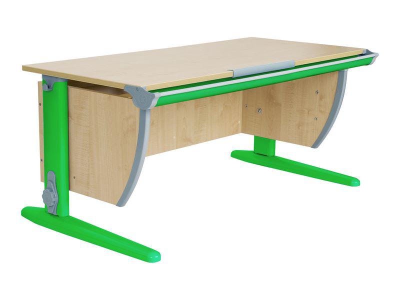 фото Парта Дэми (Деми) СУТ 15К (парта 120 см+боковая приставка) (цвет столешницы: клен, цвет ножек стола: зеленый)