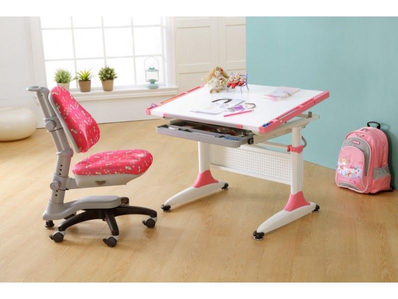 фото Парта детская KidsMaster K1-DURER Desk (цвет столешницы: белый, цвет боковин: синий, цвет ножек стола: белый)