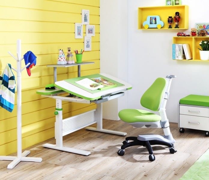 фото Парта детская KidsMaster K5-Unique Desk (цвет столешницы: беленый дуб, цвет боковин: серый, цвет ножек стола: белый)