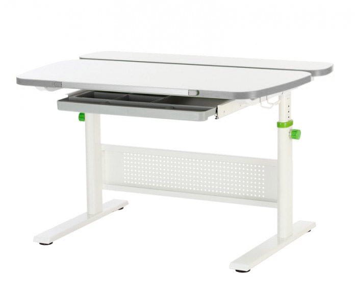 фото Парта детская KidsMaster K5-Unique Desk (цвет столешницы: беленый дуб, цвет боковин: серый, цвет ножек стола: белый)