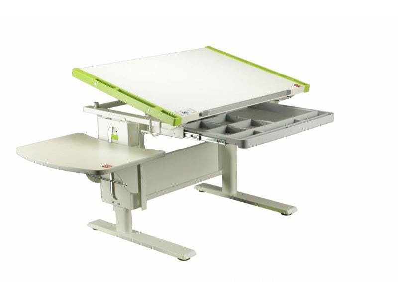 фото Парта детская KidsMaster K7-Creative Desk (цвет столешницы: беленый дуб, цвет боковин: зеленый, цвет ножек стола: белый)