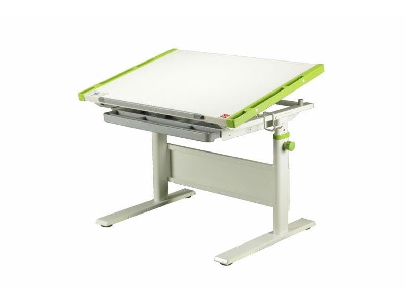 фото Парта детская KidsMaster K7-Creative Desk (цвет столешницы: беленый дуб, цвет боковин: зеленый, цвет ножек стола: белый)