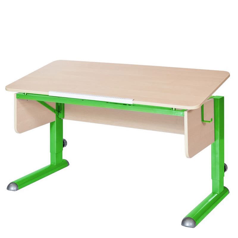 фото Парта для школьника для дома Астек МОНО-2 (цвет столешницы: береза, цвет ножек стола: зеленый)