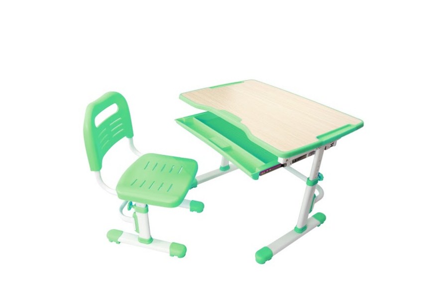 фото Комплект парта и стул трансформеры Fundesk Vivo (цвет столешницы: зеленый, цвет ножек стола: белый)