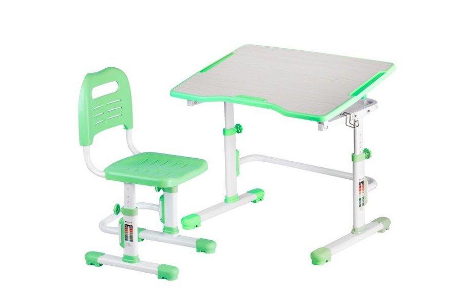 фото Комплект парта и стул трансформеры Fundesk Vivo 2 (цвет столешницы: зеленый, цвет ножек стола: белый)