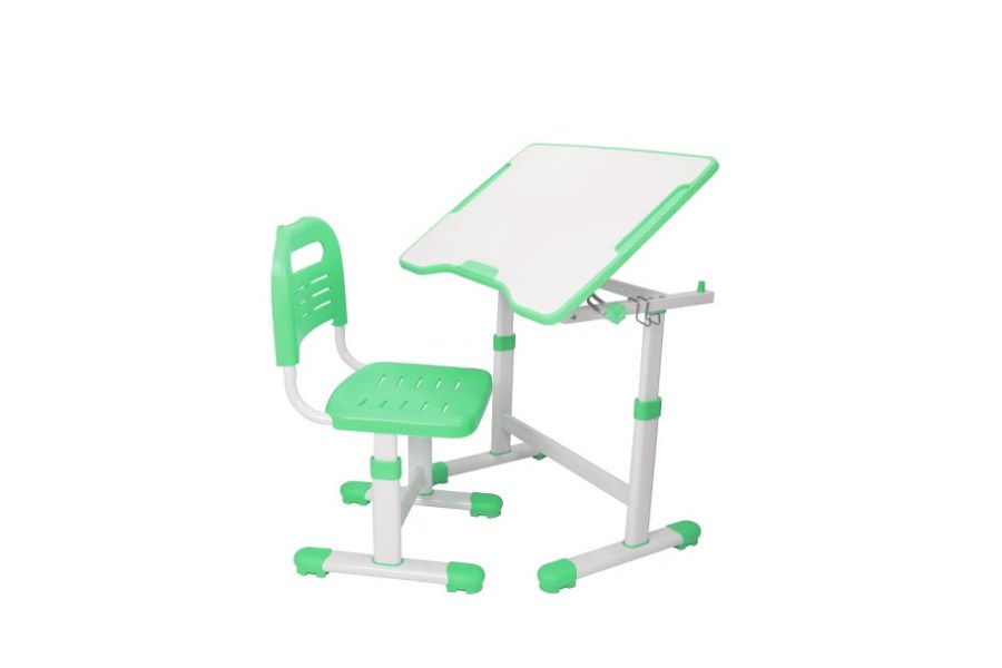 фото Комплект парта и стул трансформеры Fundesk Sole 2 (цвет столешницы: зеленый, цвет ножек стола: белый)