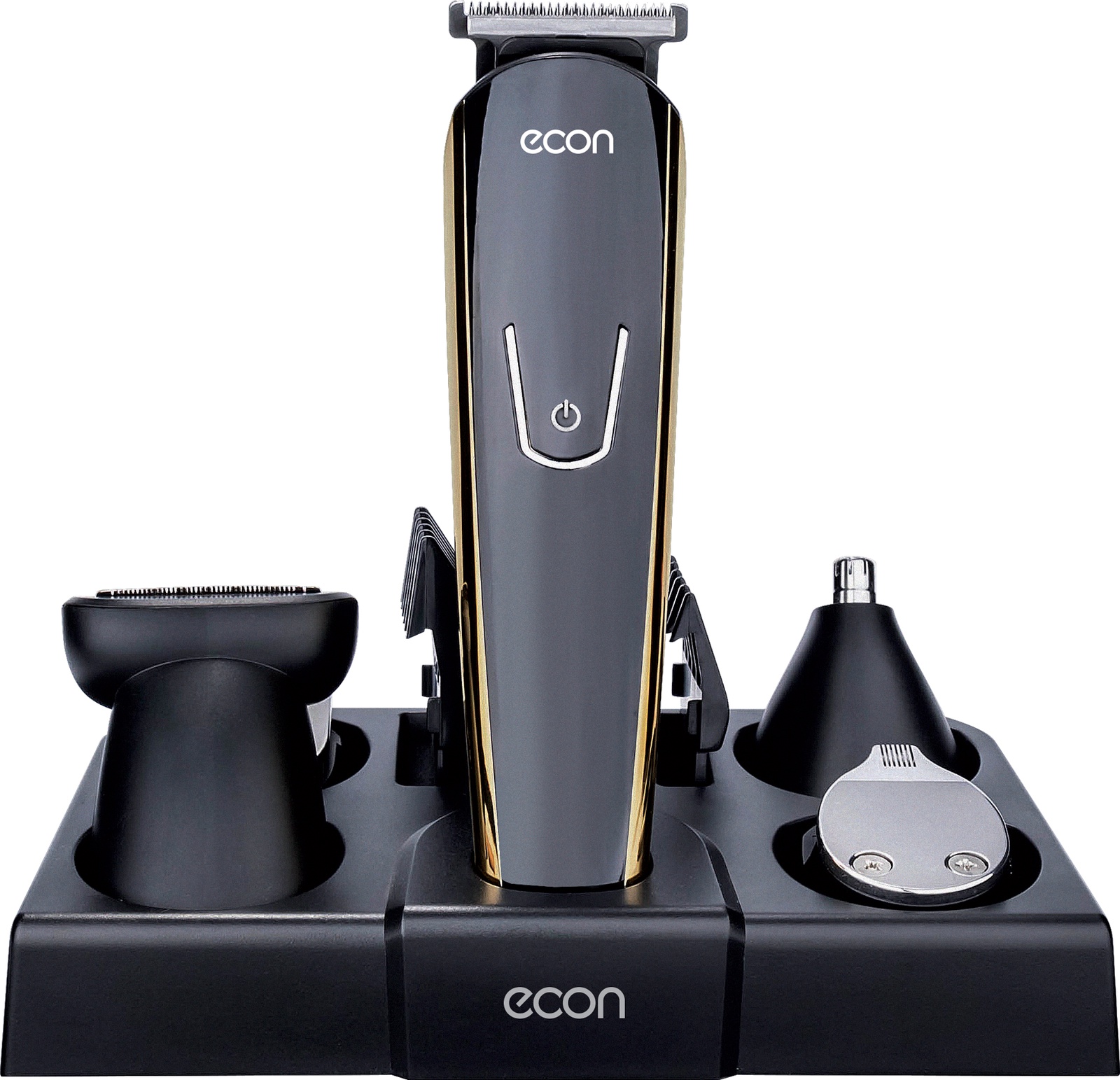 фото Набор для стрижки и бритья ECON с комплектом триммеров и насадок, с USB, на подставке