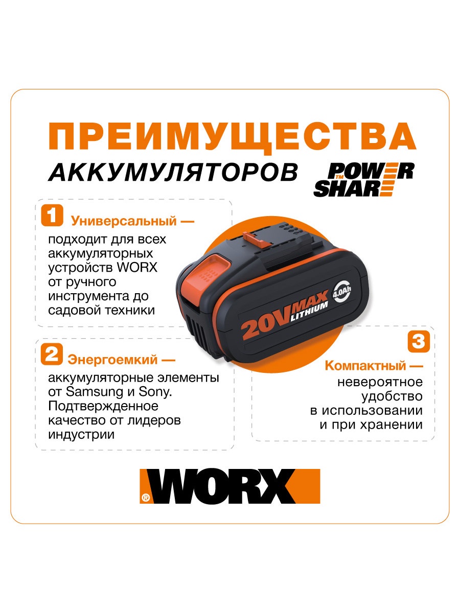 фото Кусторез аккумуляторный WORX WG259E.9 без АКБ и ЗУ