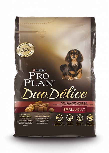 фото Purina Pro Plan Duo Delice сухой корм для взрослых собак мелких пород, говядина и рис (2,5 кг)