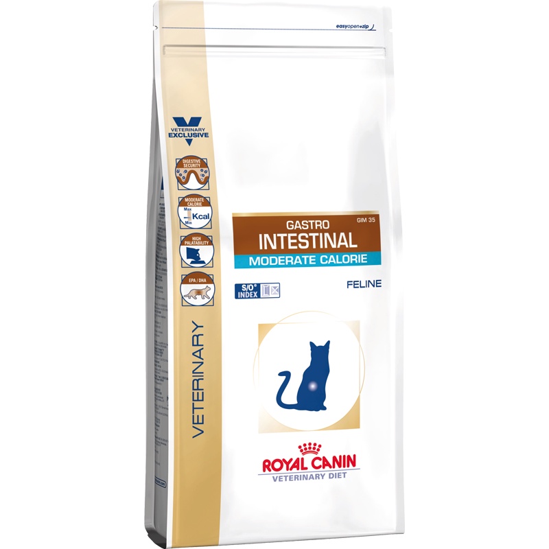 фото ROYAL CANIN Veterinary Diet Gastro Intestinal Feline Moderate Calorie GIM35 диетический корм с умеренным содержанием энергии для кошек при нарушениях пищеварения 2кг