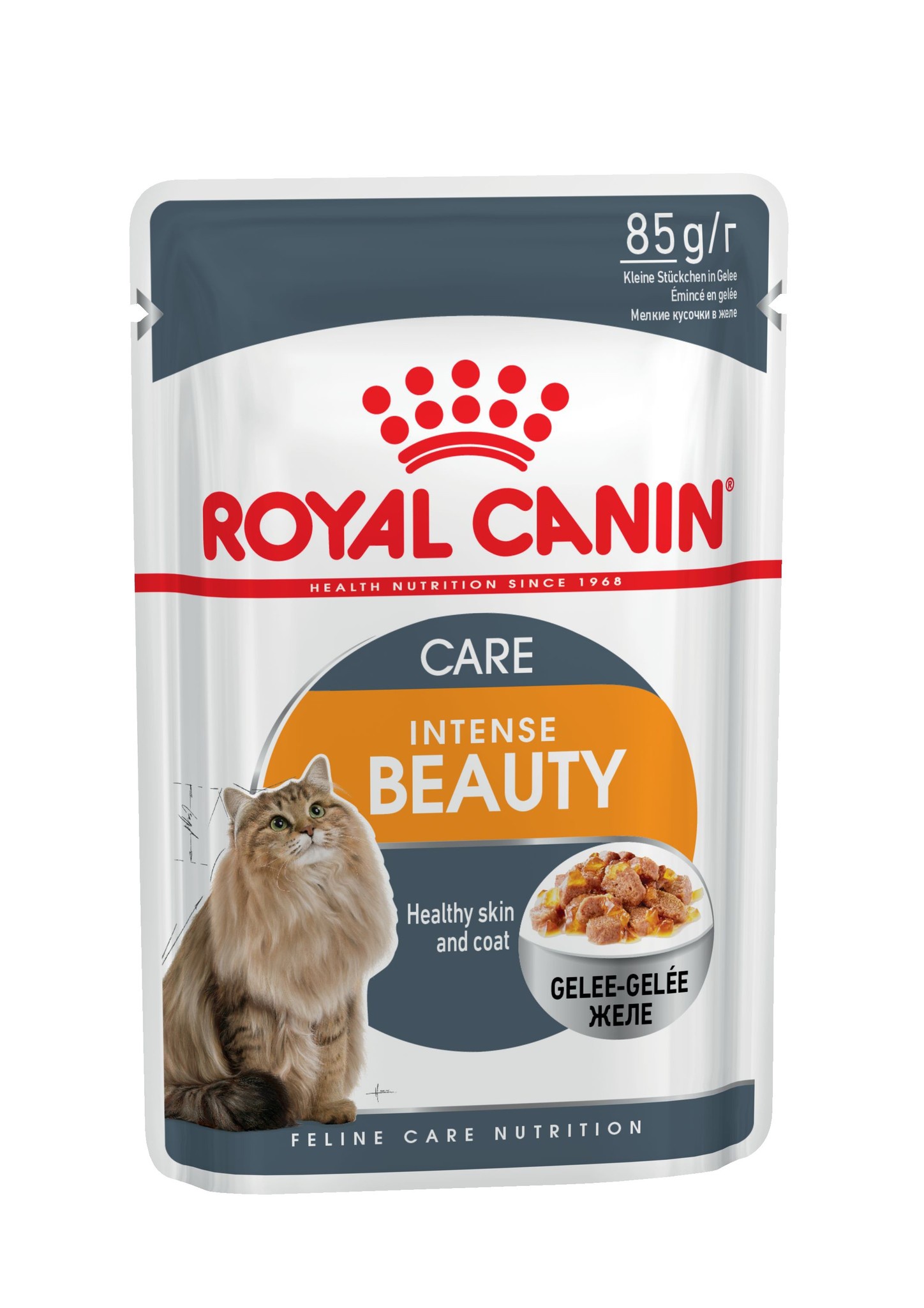 фото Royal Canin влажный корм для взрослых кошек всех пород, идеальная кожа и шерсть, кусочки в желе (85 гр)