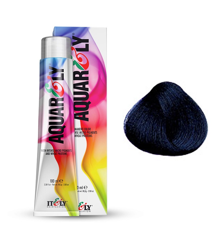 фото Itely Hairfashion Aquarely IMP 1B темная ночь (1B NIGHT BLUE) стойкая крем-краска для волос с микропигментами и низким содержанием аммиака