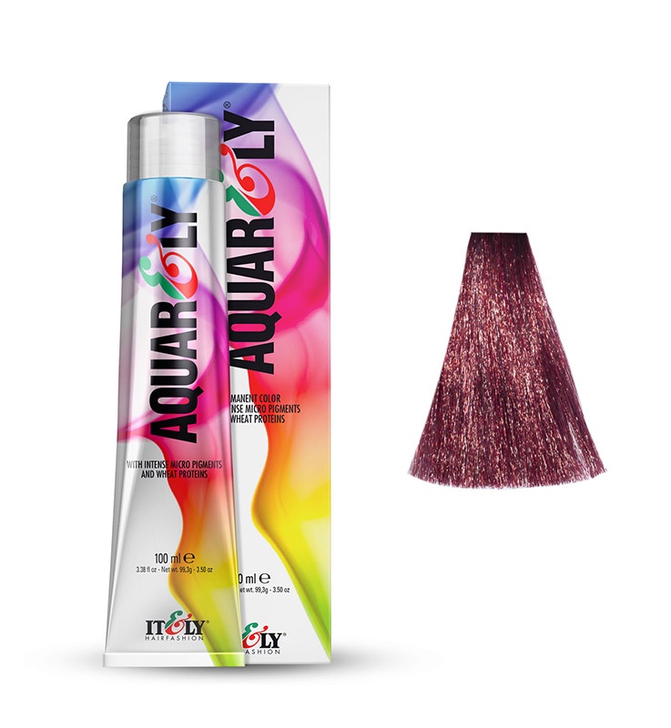 фото Itely Hairfashion Aquarely IMP 7U/RV Фиолетово-красный блонд ultrared (7U/RV Blond Ultrared Violet Red) стойкая крем-краска для волос с микропигментами и низким содержанием аммиака