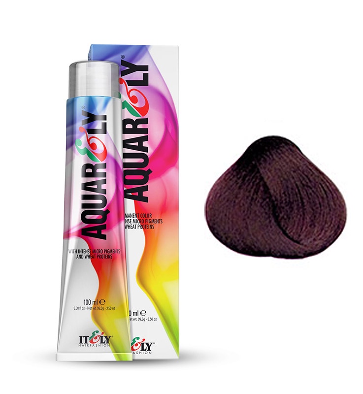 фото Itely Hairfashion Aquarely IMP 4V фиолетовый шатен (4V VIOLET MEDIUM BROWN) стойкая крем-краска для волос с микропигментами и низким содержанием аммиака