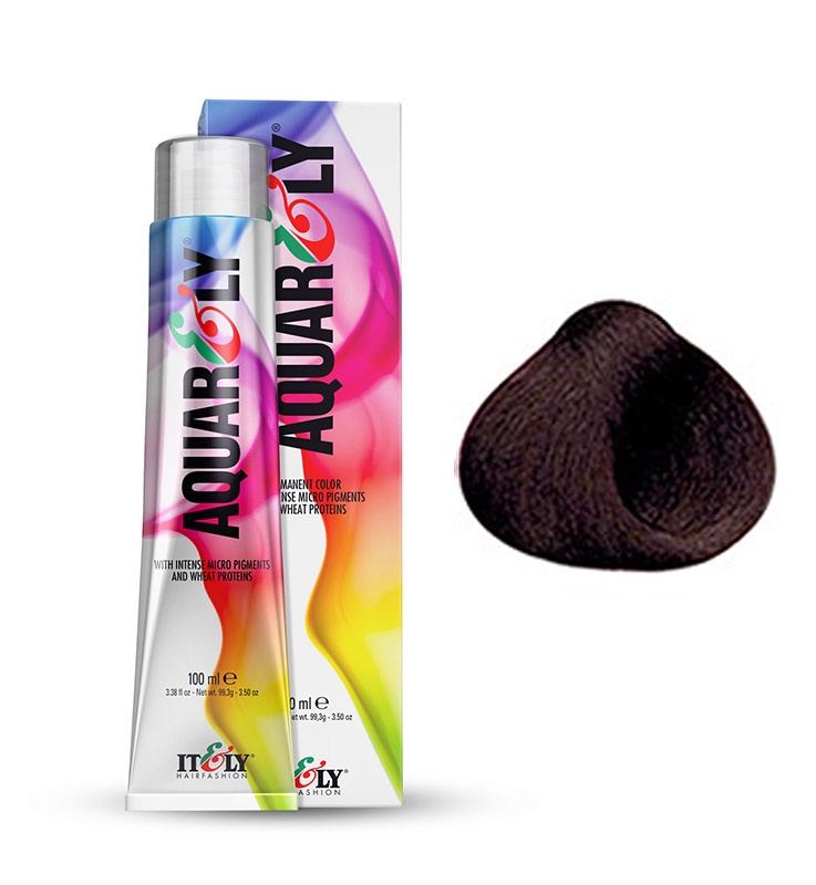 фото Itely Hairfashion Aquarely IMP 3CH темно - каштановый шоколадный (3CH CHOCOLATE DARK BROWN) стойкая крем-краска для волос с микропигментами и низким содержанием аммиака