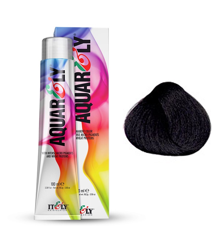 фото Itely Hairfashion Aquarely IMP 1N черный (1N BLACK) стойкая крем-краска для волос с микропигментами и низким содержанием аммиака